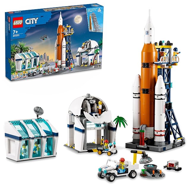 LEGO 60351 City Centro de Lanzamiento Espacial, Cohete de Juguete Inspirado en NASA