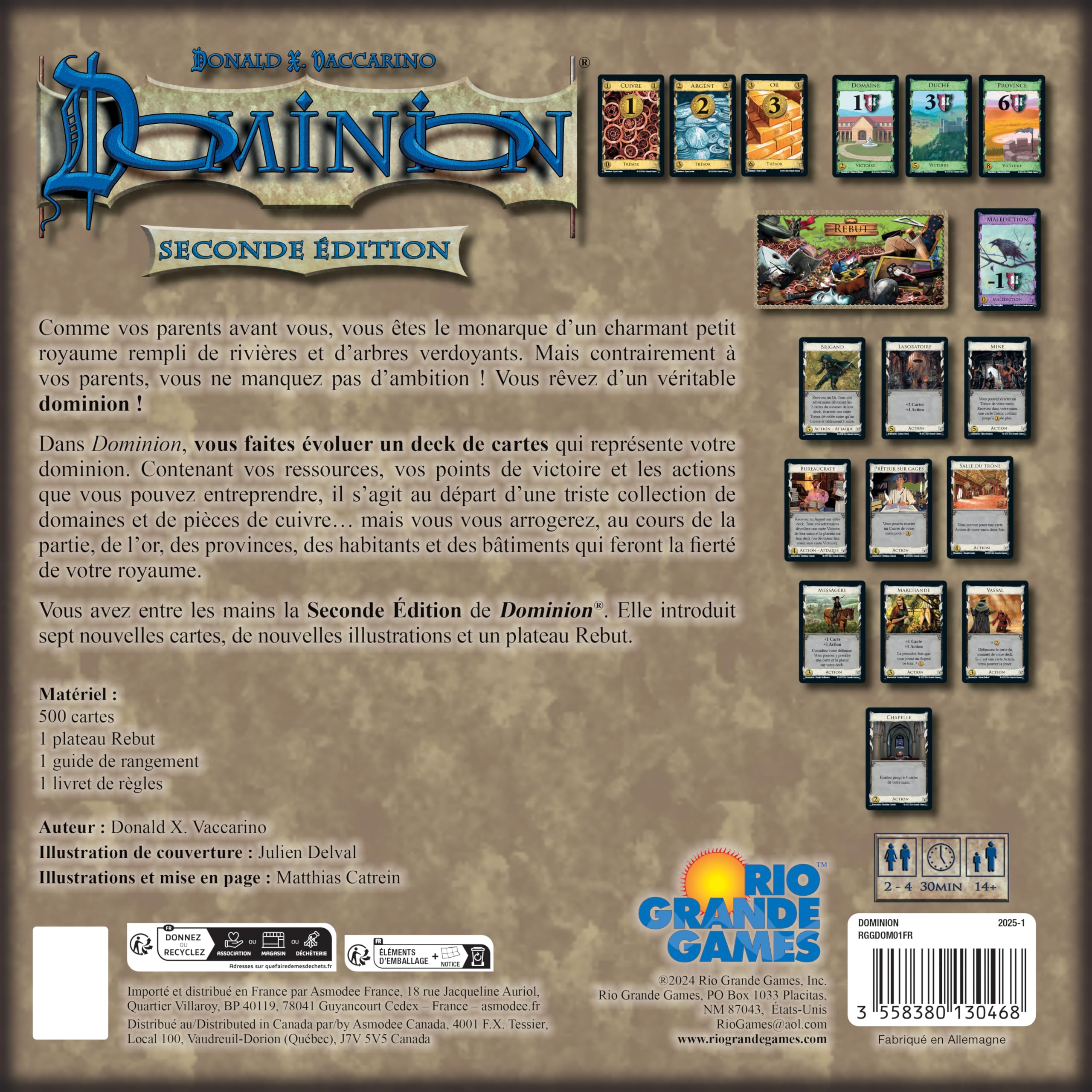 Asmodee - Dominion 2nde Édition - Rio Grande Games - Jeu de Cartes