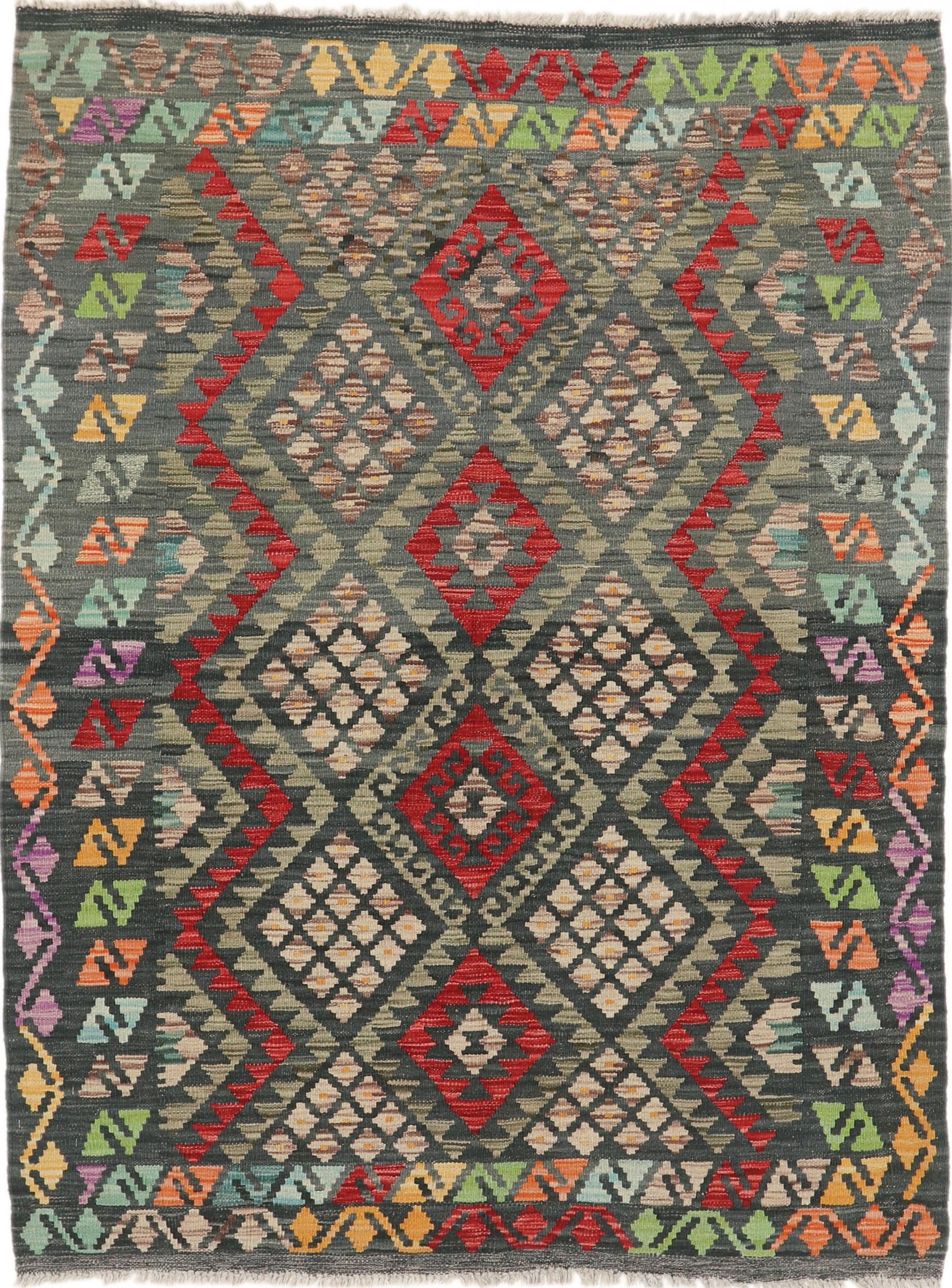 Tapis Kilim Afghan laine tissé main 133x175, l'âme de l'artisanat d'Orient dans votre maison