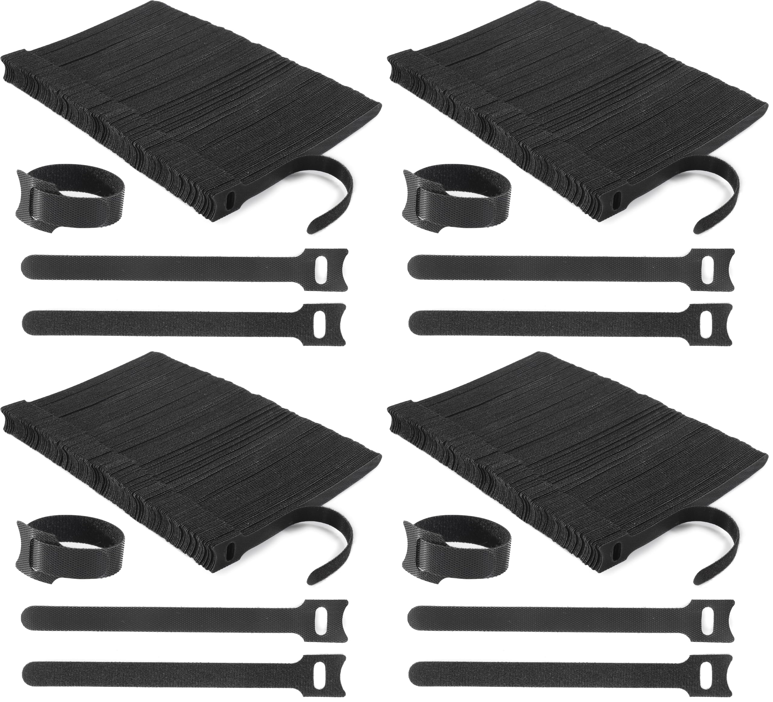 Nettbe Reusable Cable Ties, 210 PCS 8 Inches Adjustable Cord Straps Wire Organizer Cord Wrap and Hook Loop Cable Management (Pack of 4)