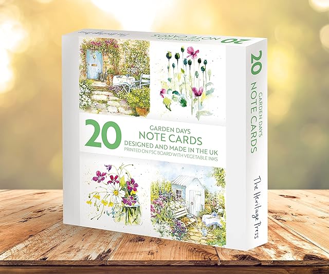 The Heritage Press 20 Garden Days Thank You Note Cards for Family and Friends, Size 150x150mm - Eco-friendly, Made and Handpacked in the UK - Pack of 20