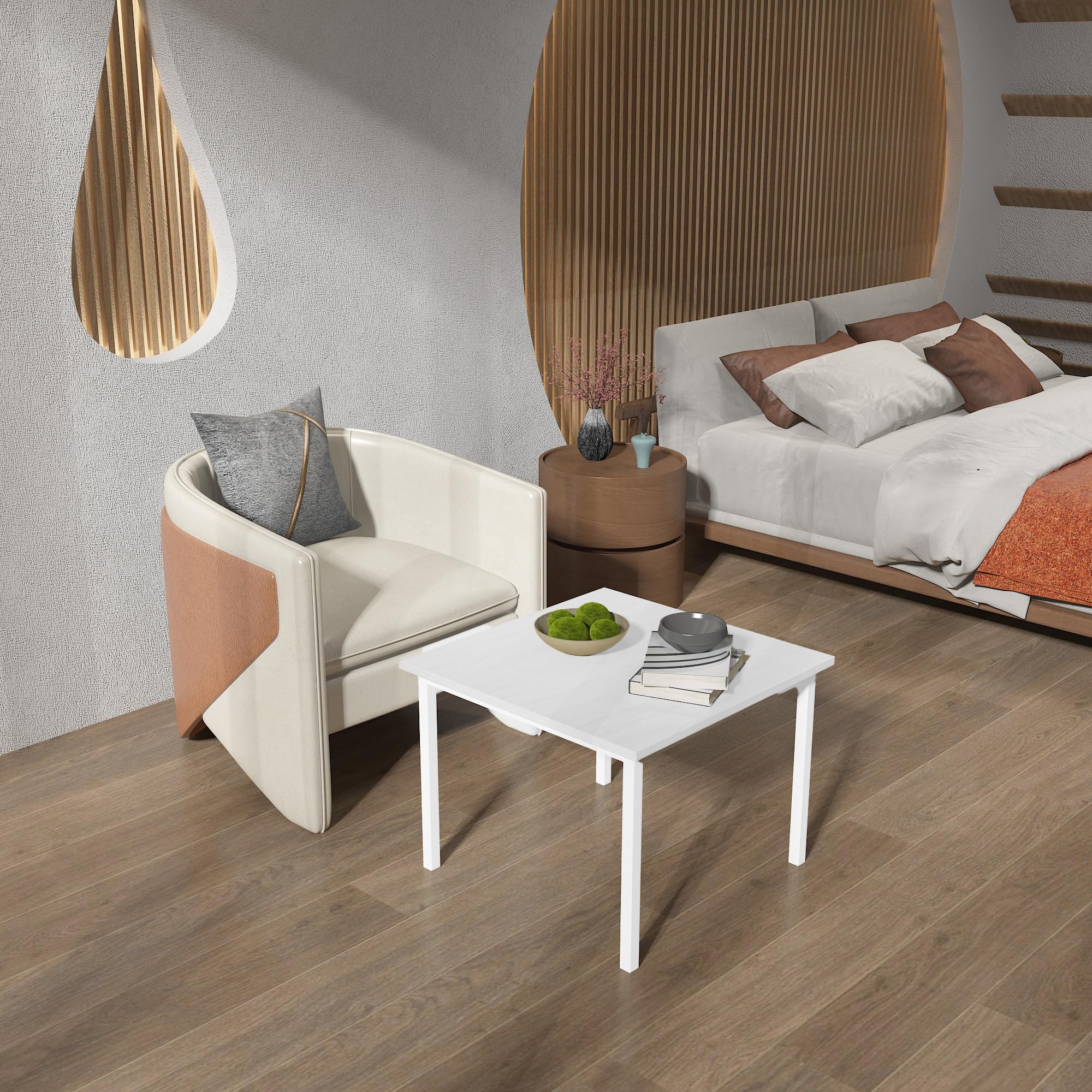 ار طاولة قهوة مركزية عصرية بارجل معدنية وسطح خشبي من اي جي اي دي، اثاث خشبي ل...