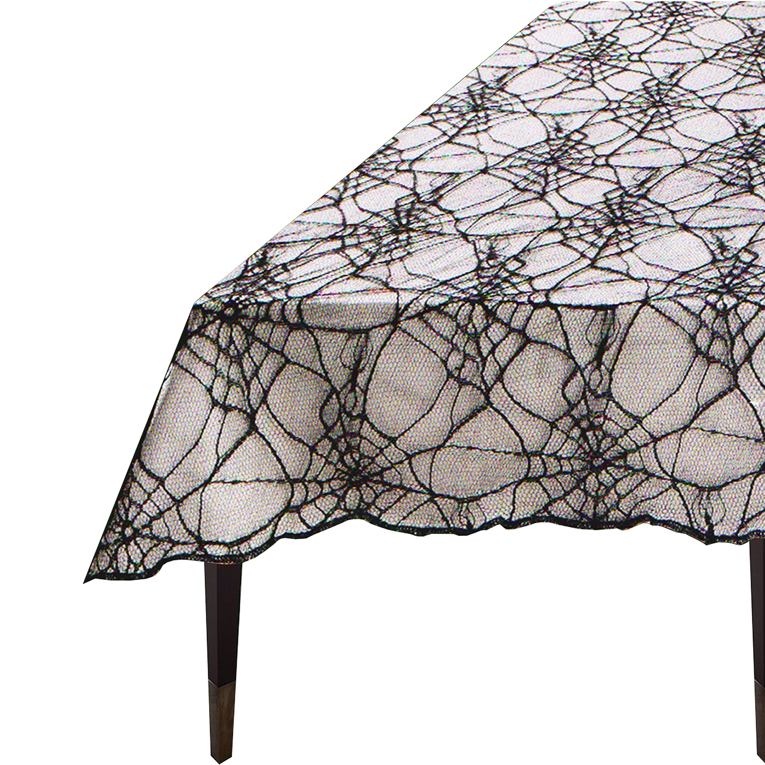 Rocking Party Black Halloween Lace Spider Web Tablecloth Spooky Cob Party Decoration 180Cm X 150Cm,