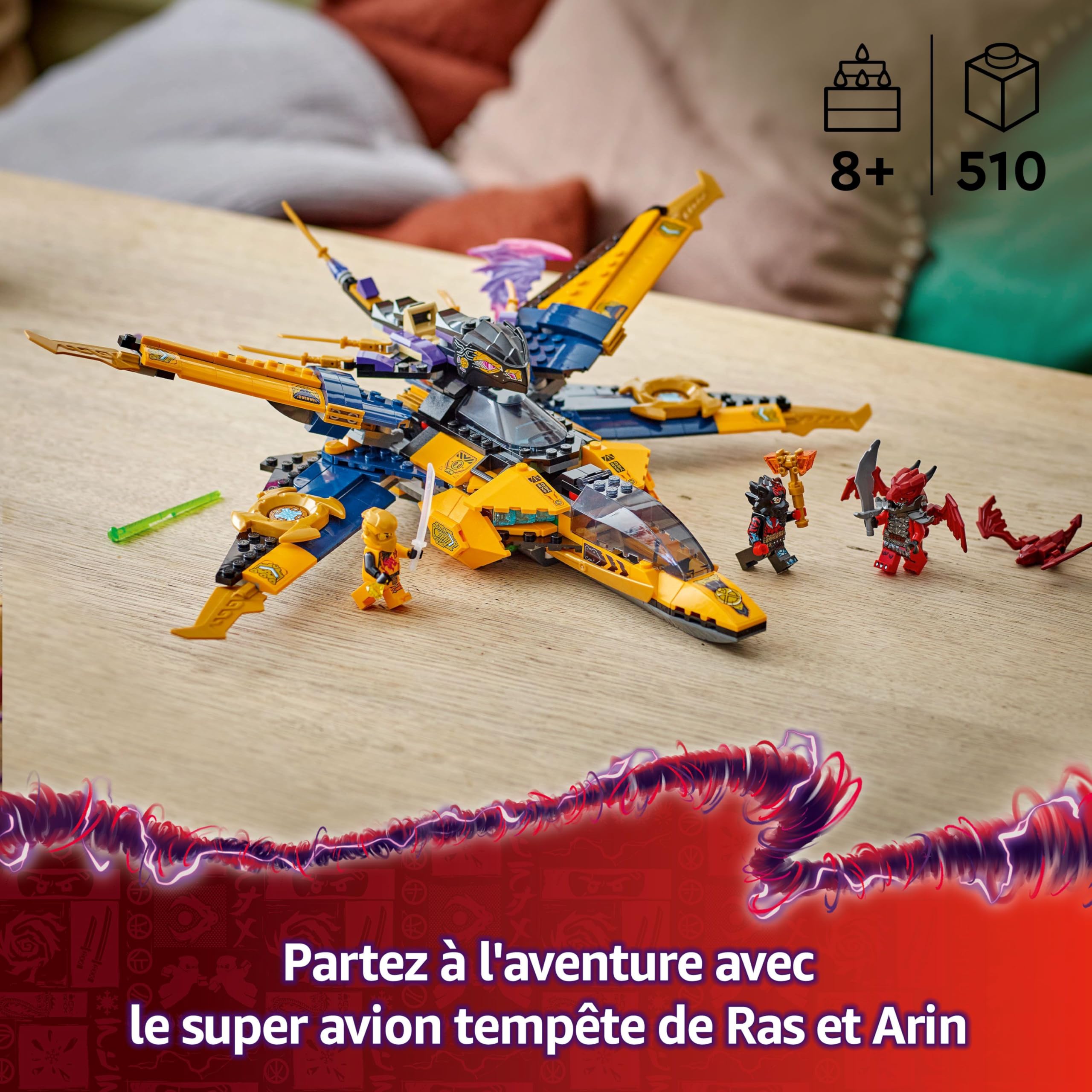 LEGO Ninjago Le Super Avion tempête de Ras et Arin - Jeu de Construction avec Drone à tête de Dragon et 3 minifigurines - Idée Cadeau pour garçons et Filles dès 8 Ans Amateurs de la série TV 71833