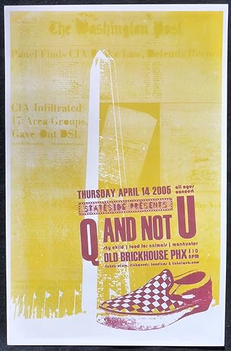 Miniatura 1 de Q and Not U - Póster publicitario de gira rara - 11x17 - Live At Old Brickhouse