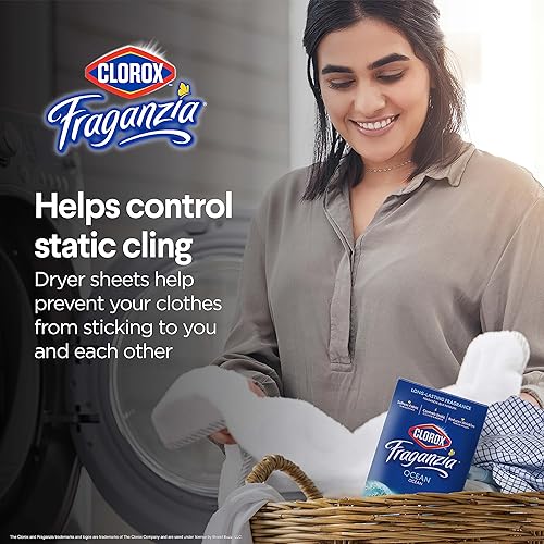 Miniatura 3 de Clorox Fraganzia - Hojas para secadora con aroma a océano, 80 unidades, hojas suavizantes de tela que reducen las arrugas, las mejores sábanas para