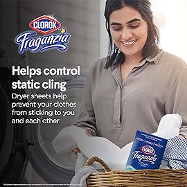 Clorox Fraganzia Dryer Sheets in Ocean Scent, 80 Count | Wrinkle-Reducing Fabric Softener Sheets | Best Laundry Dryer Sheets with Long-Lasting Ocean Scent