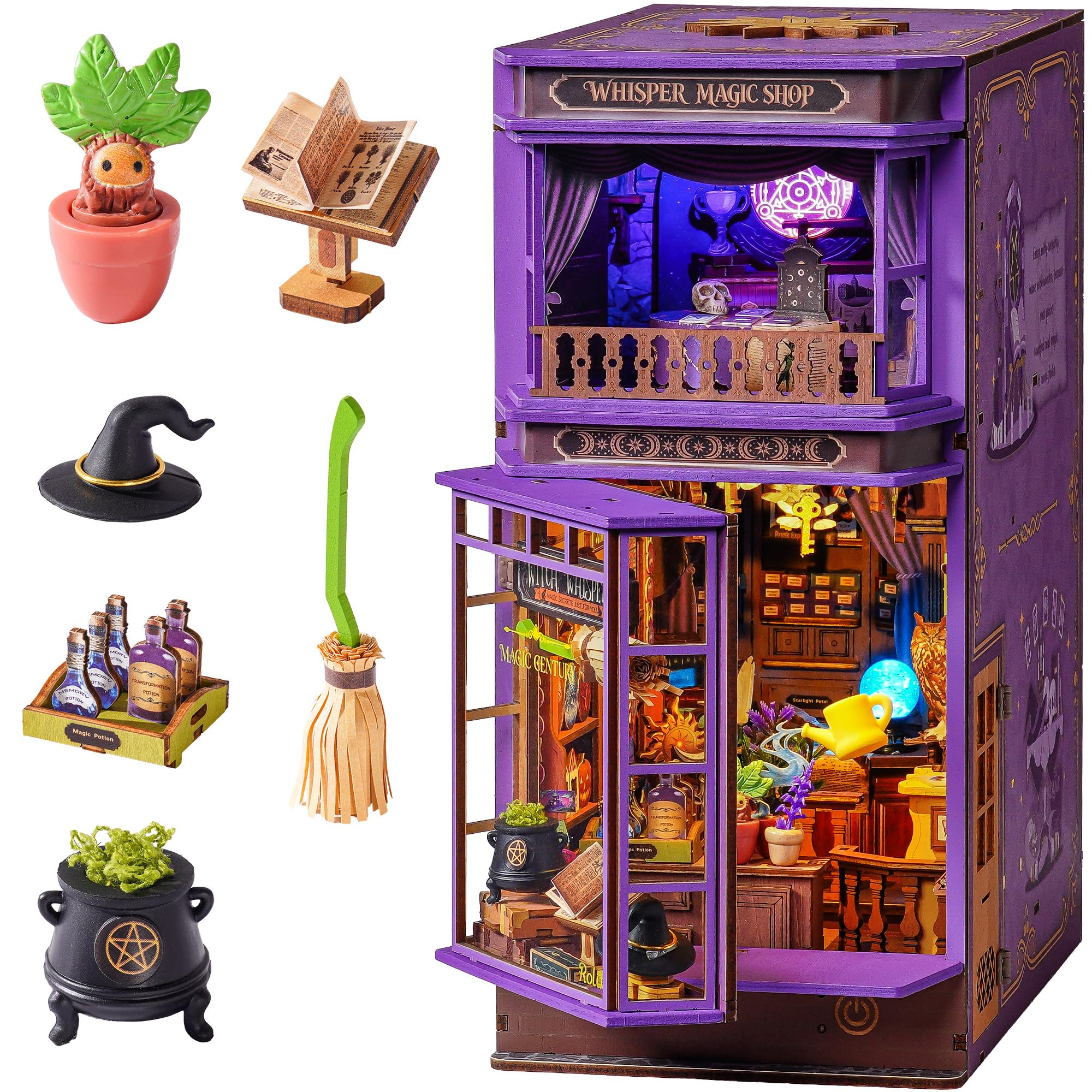 Rolife DIY Book Nook Kit, 3D Wooden Puzzle Bookends, Creative Bookshelf Insert Decor, Min…