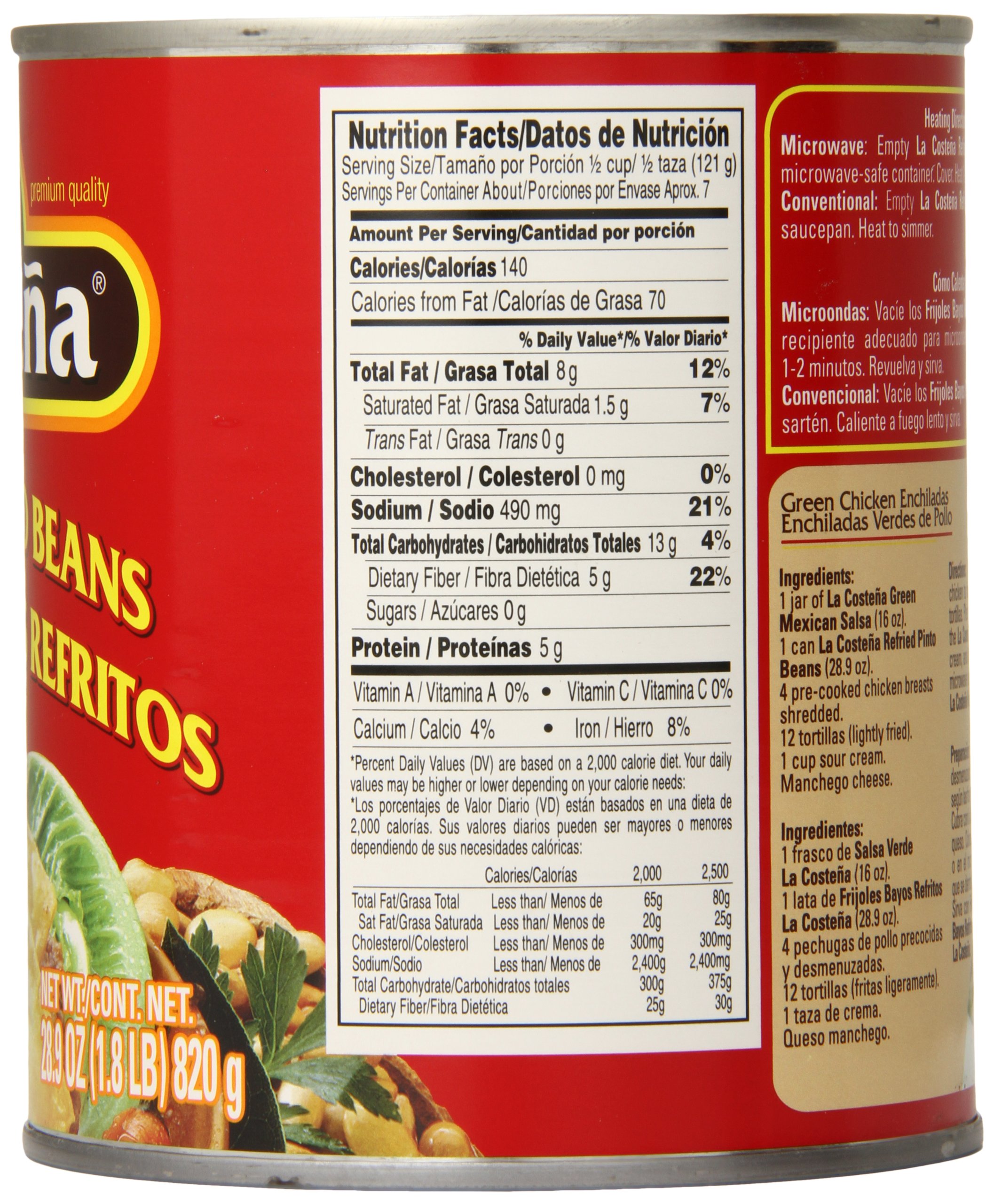 La Costena Pinto Beans, Refried, 1.8 Pound (Pack of 12)