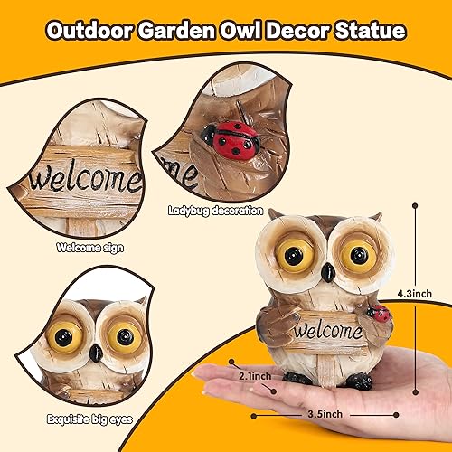 Miniatura 2 de Estatuas de búho para decoración de jardín, bonita figura con letrero de bienvenida, decoración de porche, césped, patio, exterior, interior, hogar,