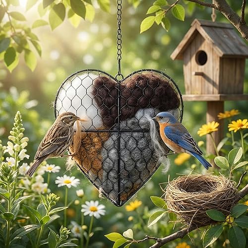 Handmade Fiber Bird Nesting Heart, Nesting Material for Wild Bird,