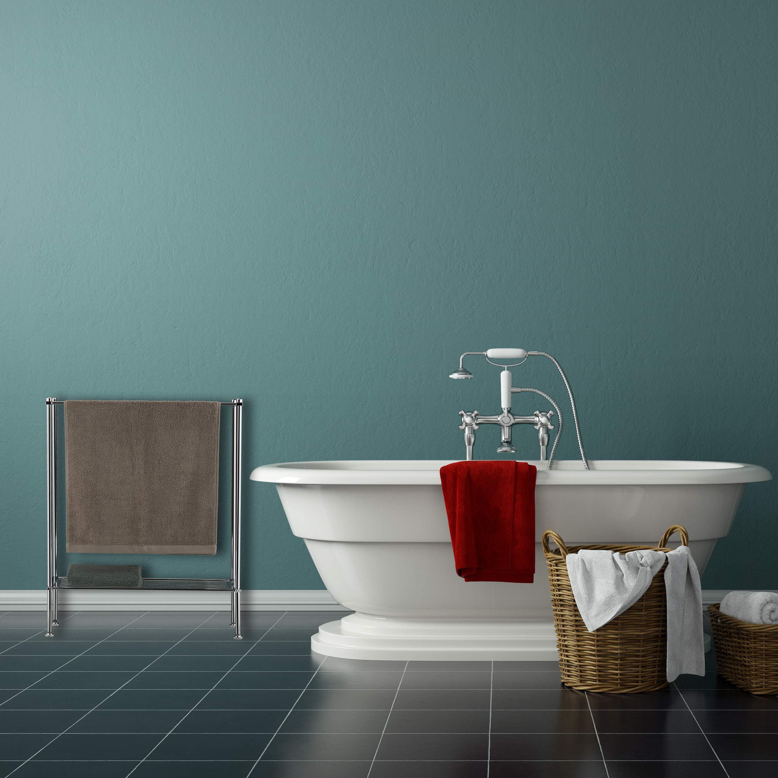 Relaxdays, 3 drążki na ręczniki, srebrny wieszak na ręczniki, chrom, półka, regał na ręczniki, stabilny i nierdzewny, wys. x gł.: 79 x 64 x 26 cm