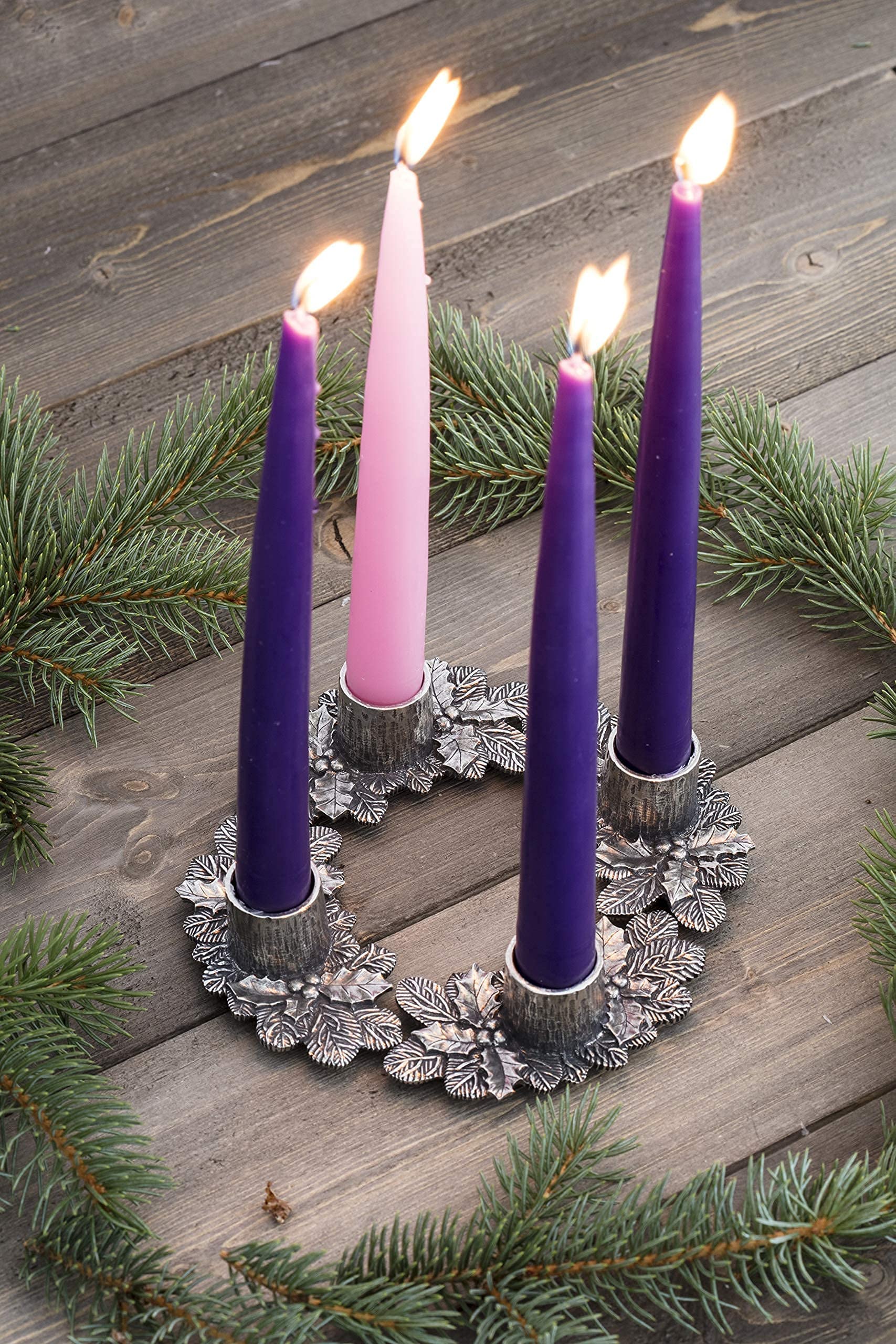 Danforth Advent Wreath Candle Holder Set Handcrafted Pewter Advent