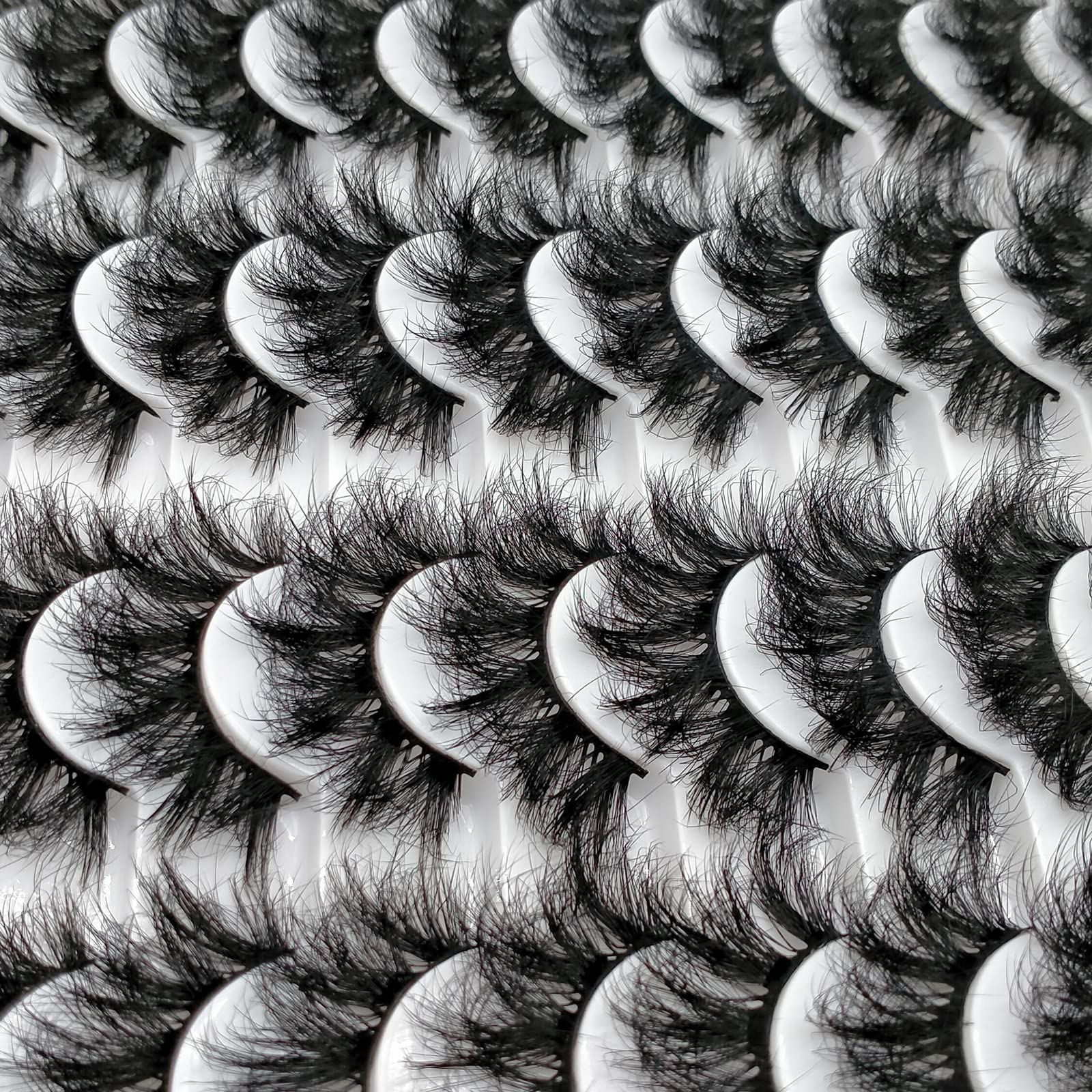 Lashes 25mm Fluffy Mink False Eyelashes Long 20 Pairs Dramatic Thick 3D 5D Faux Mink Lashes 4 Styles 25 mm Wispy D Curl Volume Fake Eyelashes Pack, by Kmilro