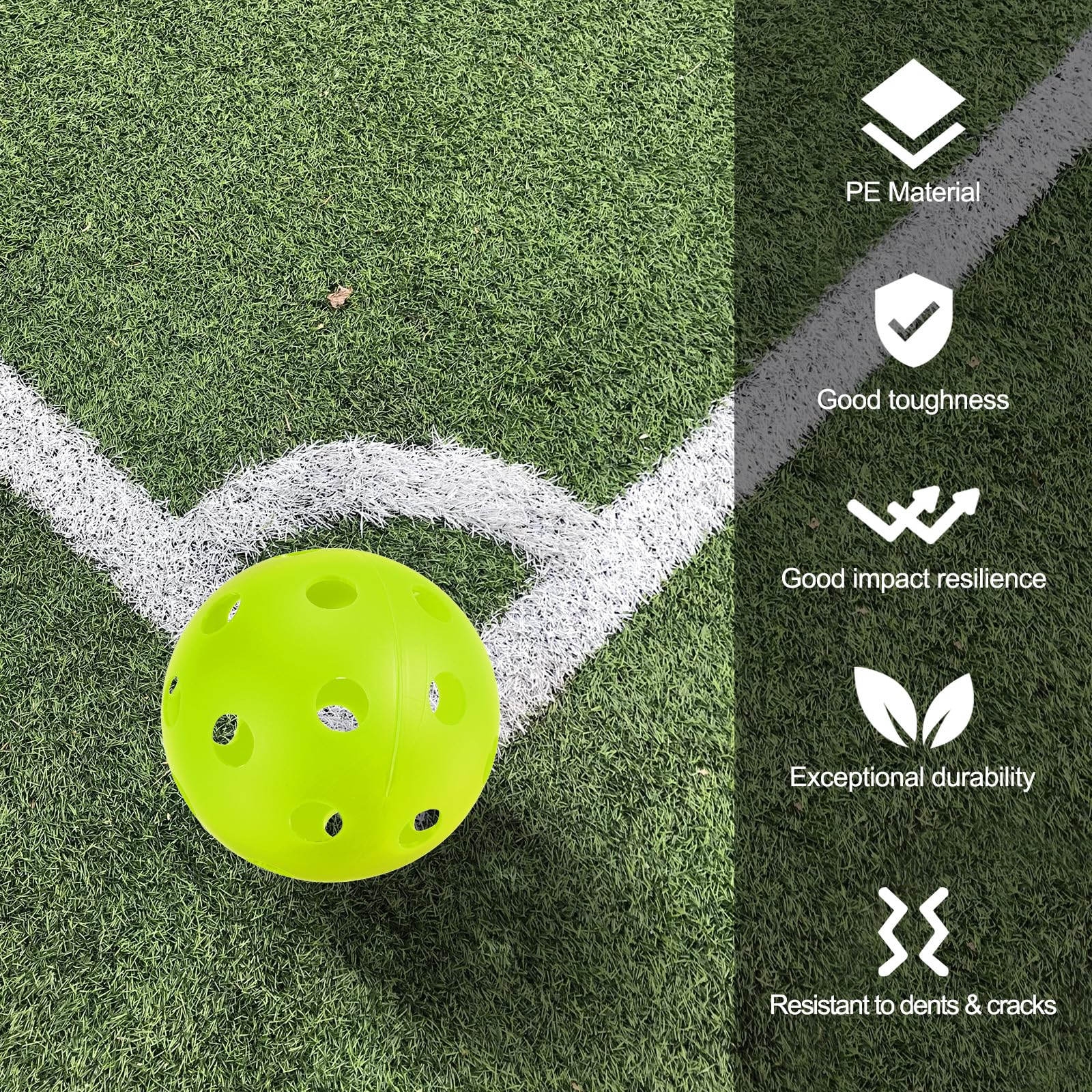 PATIKIL Outdoor Pickleball Balls 26 Holes Pickleball 6 Pack Pickleball Balls for Amateurs Indoor and Outdoor Sport Yellow Green - Image 4