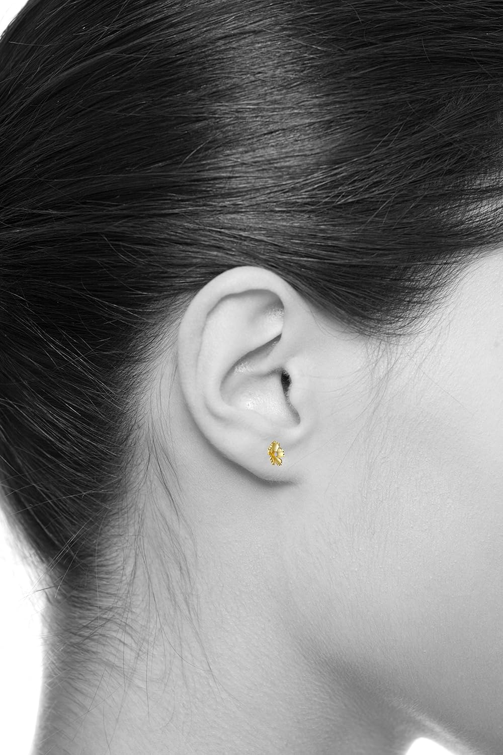 14k REAL Two Tone Gold CZ Flower Earrings