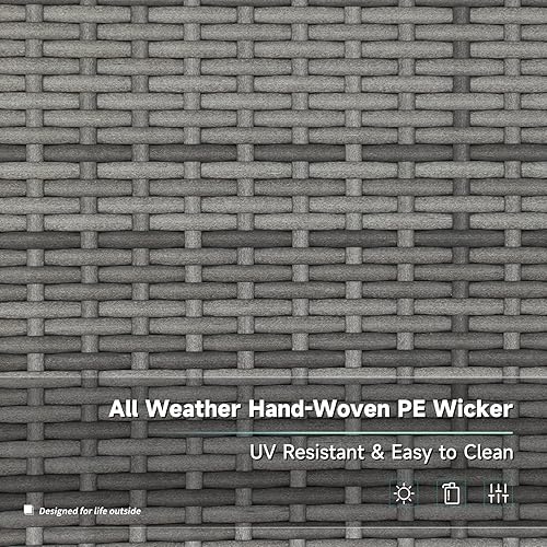Miniatura 6 de Verano Garden Juego de 2 mesas auxiliares de mimbre para exteriores, mesa auxiliar de mimbre de mimbre de almacenamiento pequeña, mesa de centro