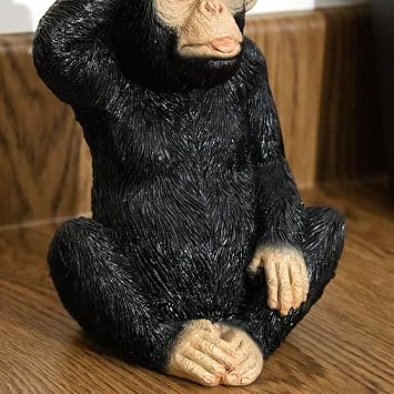 Darthome Loser Monkey Ornament Black Resin 13x21x12cm Cheeky Rude Hand Gesturing Novelty Sculpture