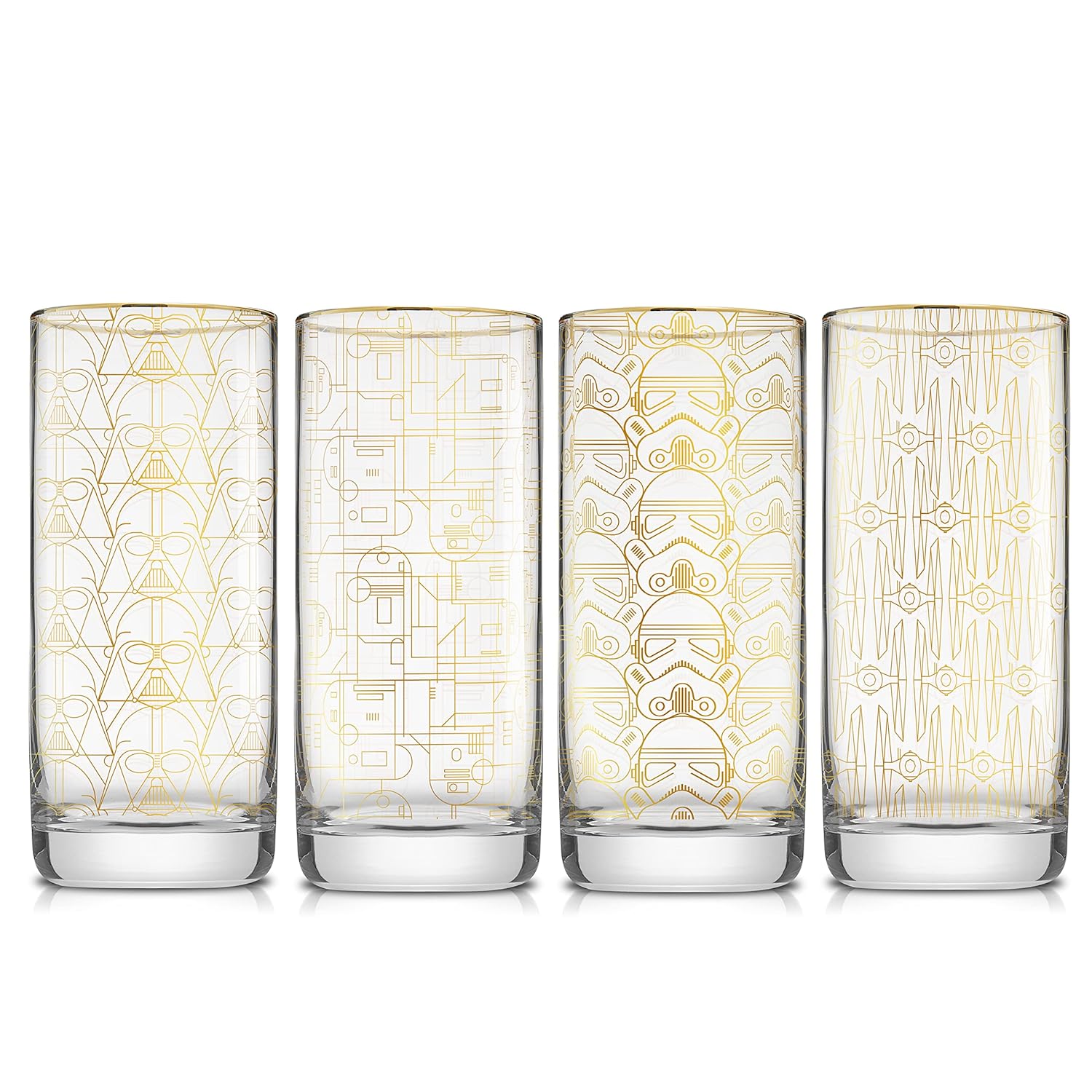 JoyJolt Star Wars Glassware Deco Highball Glasses Set of 4 13 5oz Star Wars Glasses Highball Glass Tumbler