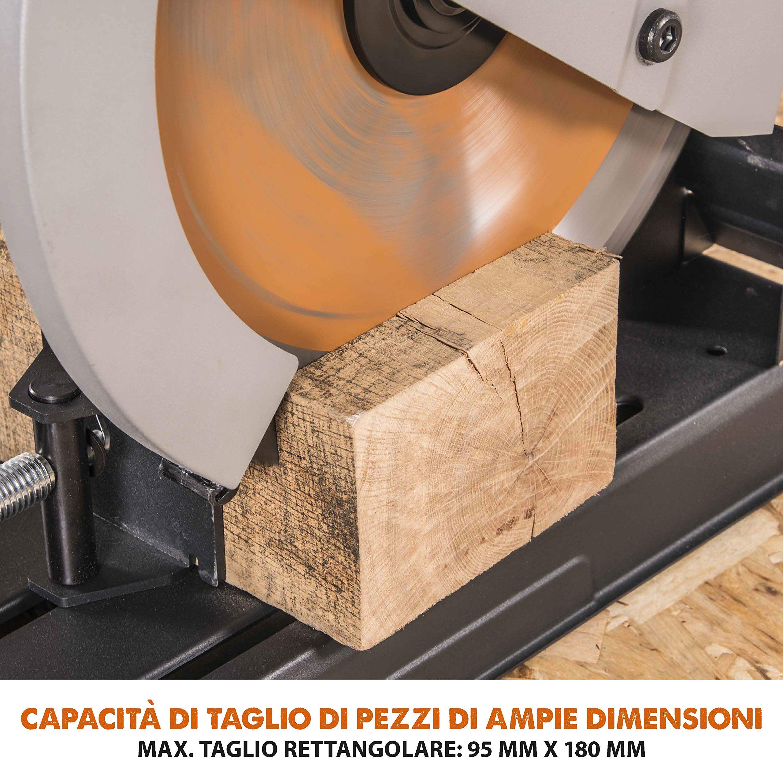 Evolution Power Tools 083-0003 R355Cps Troncatrice Per Ferro Multi Materiale, Esegue Tagli Su Acciaio, Alluminio, Plastica E Legno Anche Con Chiodi, 355 mm