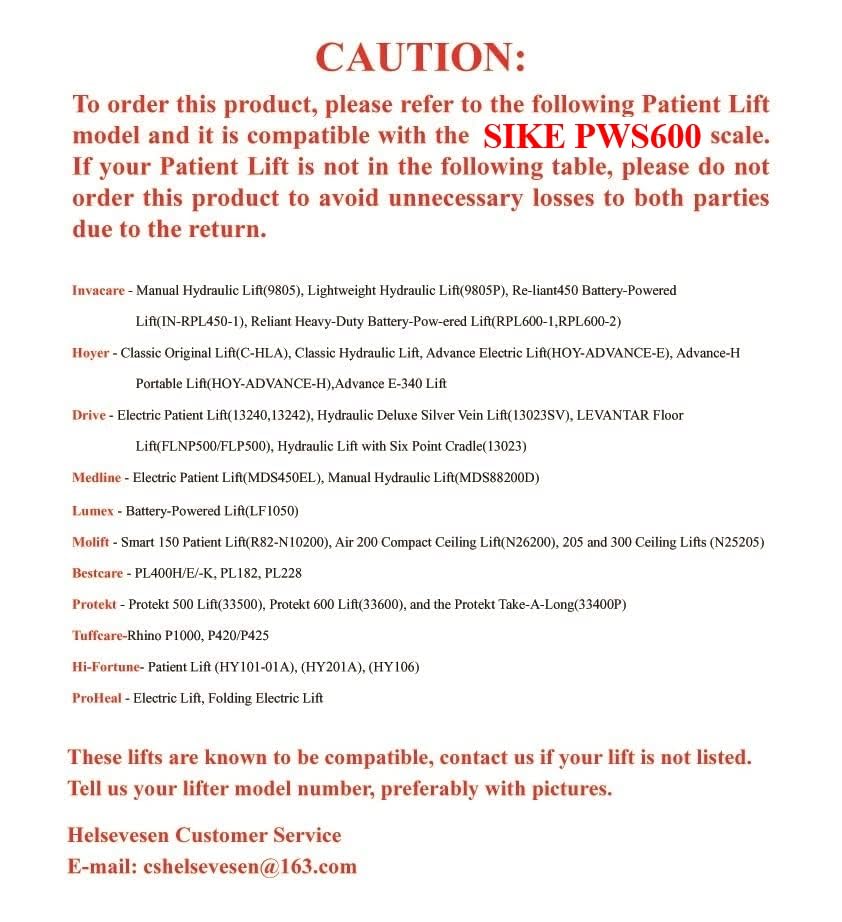 SIKE PWS600 Patient Lift Scale with 6-Point Spreader Bar, SWL 600 lb Capacity, Patient Lift Accessories, Patient Weight Scale Kit With Medium Hanger image 5 of 5 B0DQ7VXKFJ