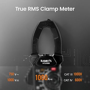 KAIWEETS HT208D Inrush T-RMS 6000 Counts AC/DC Current Clamp Meter & 23 PCS Multimeter Test Leads Kit for Digital Electrical Testing