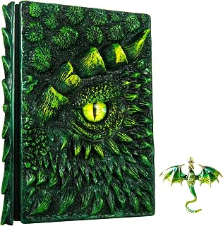 3D Dragon Eye Embossed Journal,Resin Engraving Notebook,Dnd notebook for Dragon Lovers ,Blank Paper,Hardcover Travel Notepad for Writing,Sketchbook,Collection,Gift,Decoration A4 and A5 Size (A5-Green