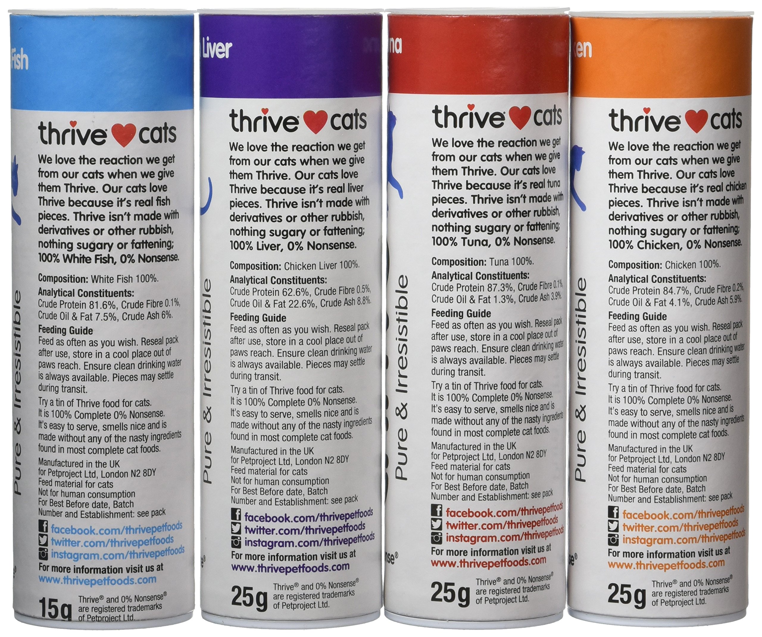 Thrive Friandises pour chat – Assortiment poulet, poisson blanc, thon et foie de poulet (lot 4)