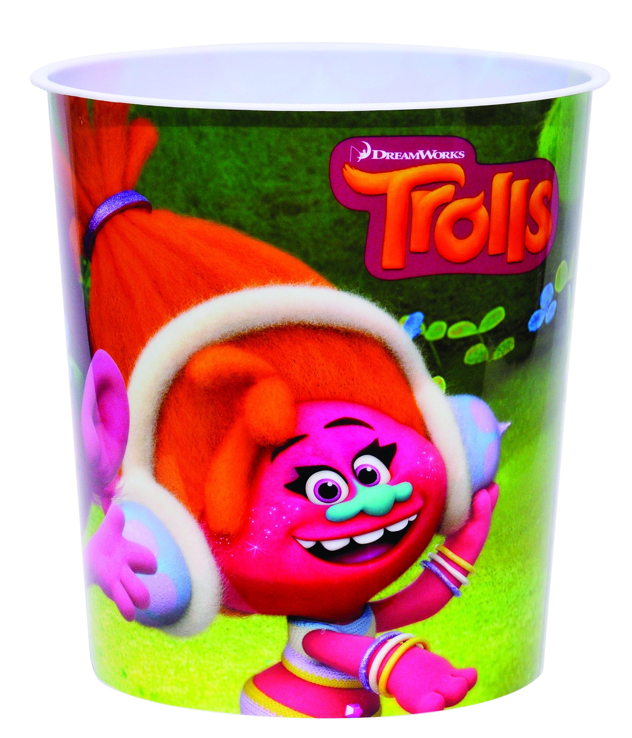 Factory 57520353 Papelera plastico Grande 22 x 21 cm, diseño Trolls, Compuesto, Multicolor, 25x7x20 cm