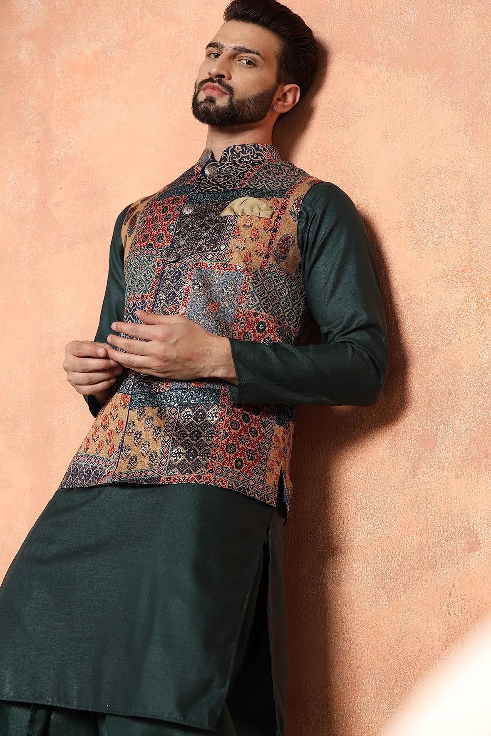 KISAH Mens Nehru Jacket - Stylish Modi Jacket - Traditional Indian Ethnic Wear for Men - Ideal for Weddings & Celebrations