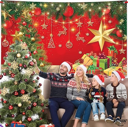 Miniatura 4 de KatchOn, Cartel de Navidad extra grande, 72 x 44 pulgadas, color rojo, tela de tela, incluye rollo de cinta roja, 20 pies, perfecto para