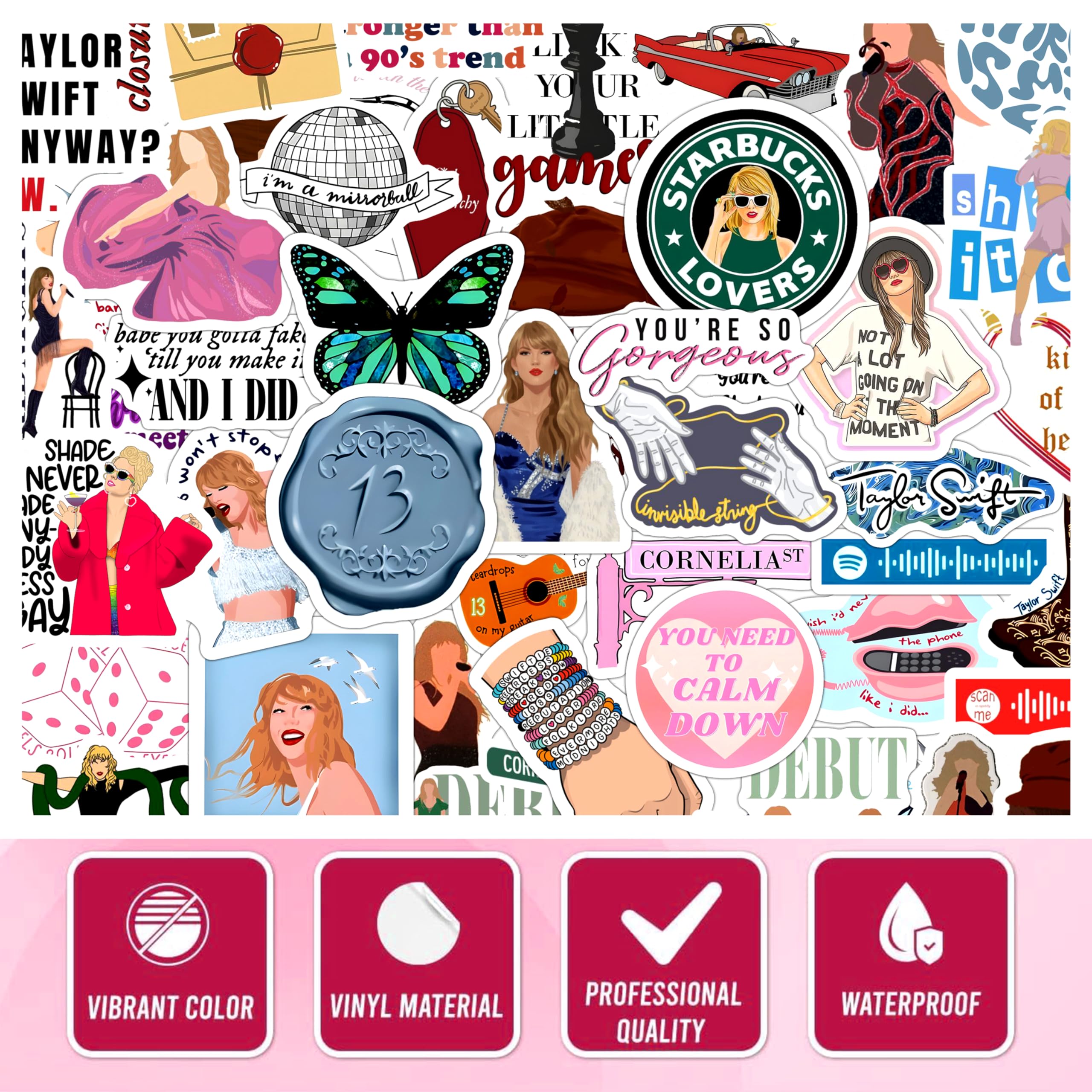 Taylor Vinyl Stickers - Multicolor Personalize Your Gear -6