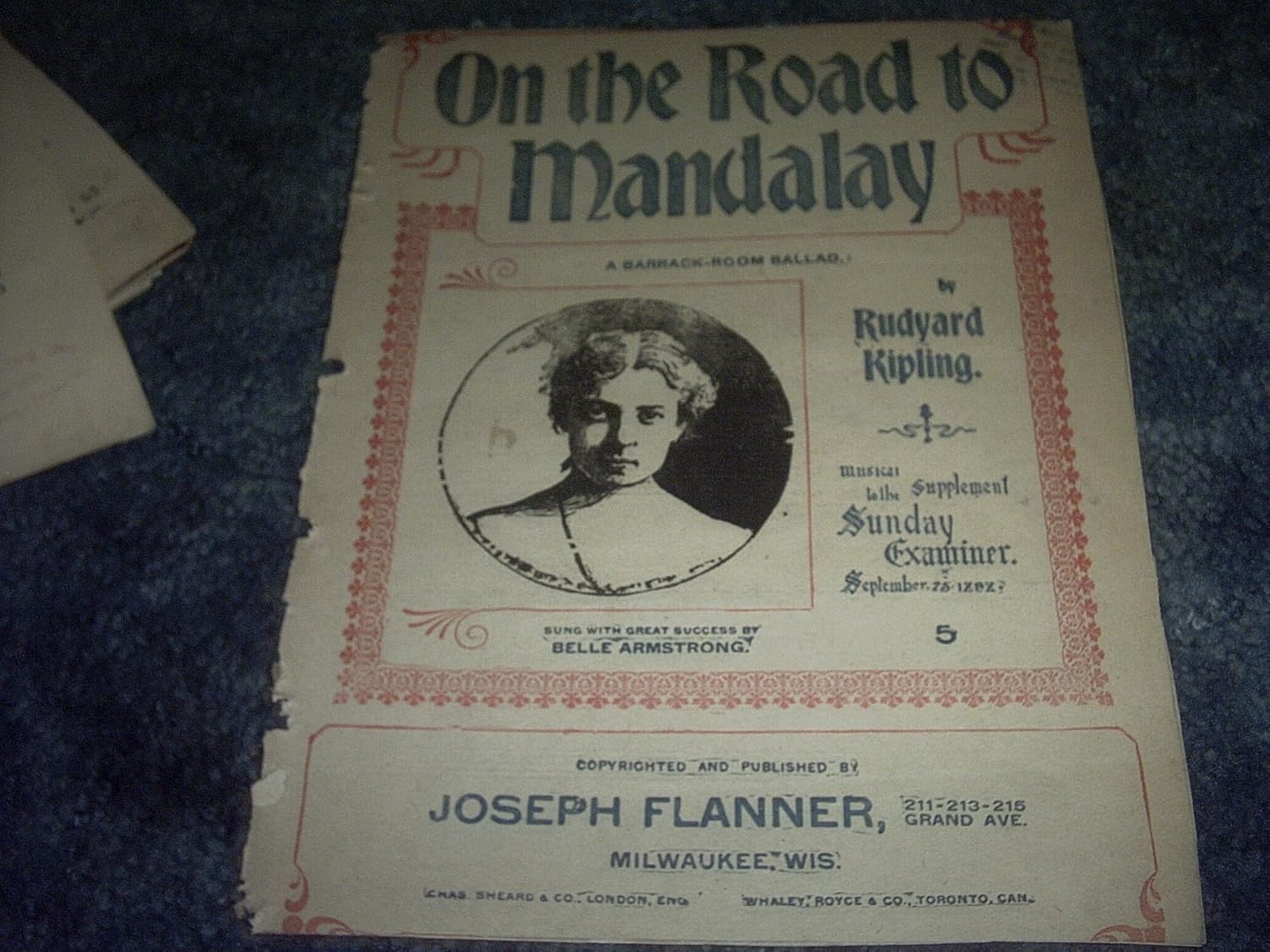 On the Road to Mandalay Sheet Music (BELLE ARMSTRONG) Kipling, Rudyard