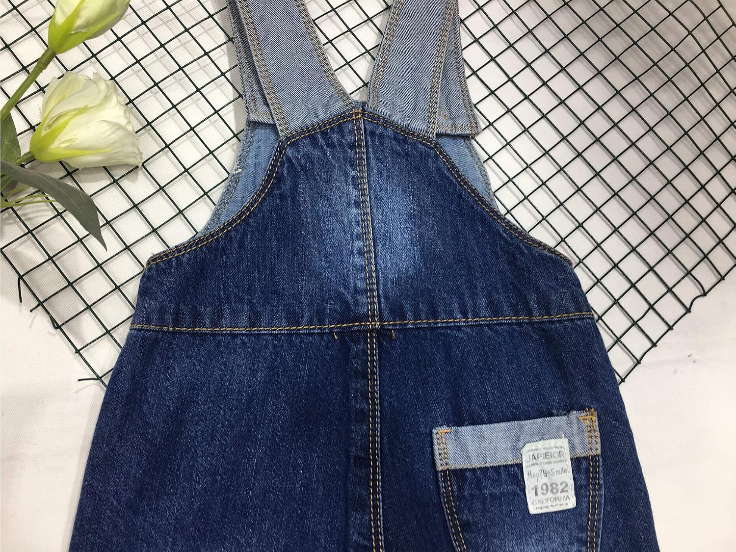 KIDSCOOL SPACE Baby Easy Diaper Changing Ship Embroidered Soft Jeans Overalls,Blue,9-12 Months