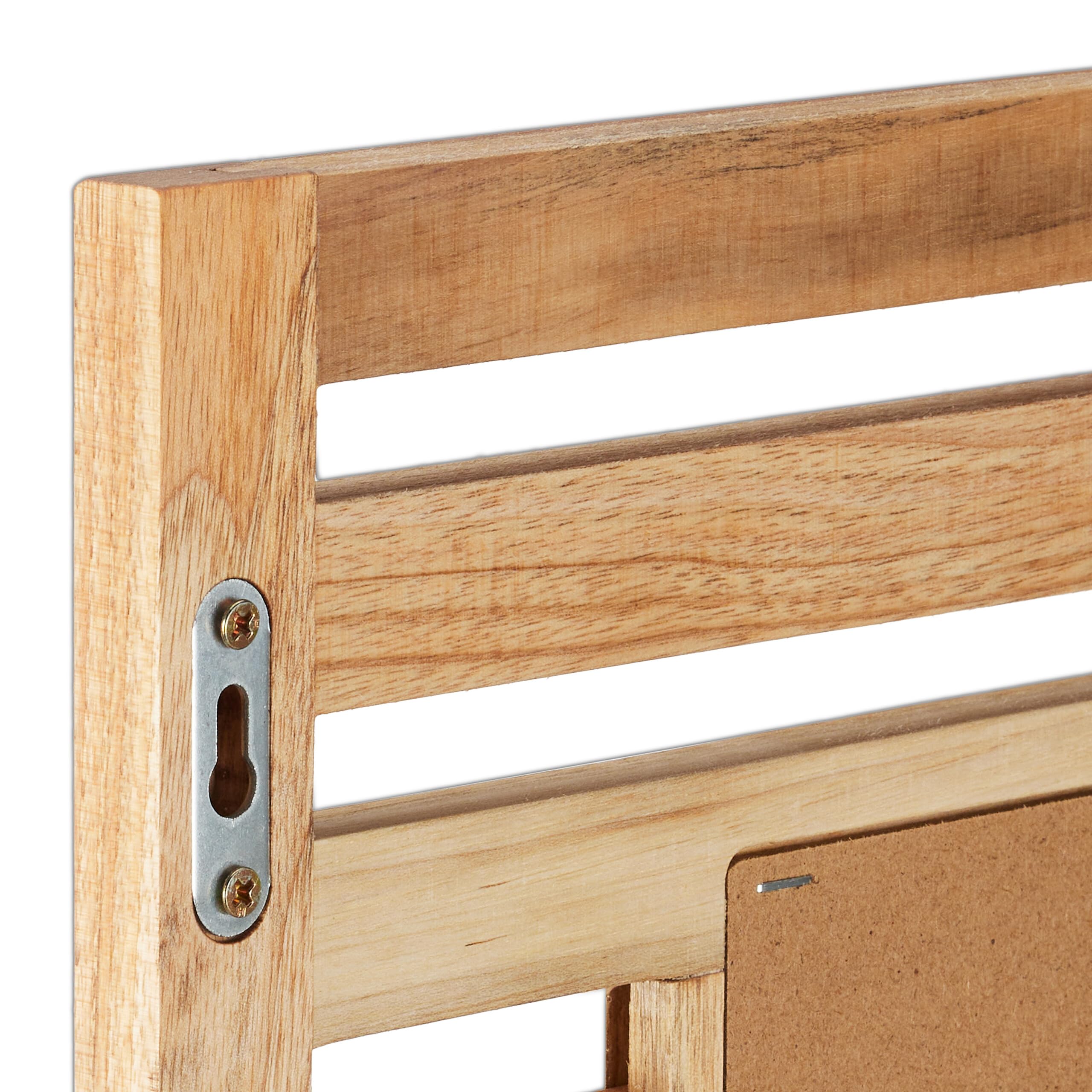 Relaxdays Specchio da Parete da Bagno, Specchiera Rettangolare con Ripiano e Cornice in Legno, 70 x 50 x 12 cm, Marrone