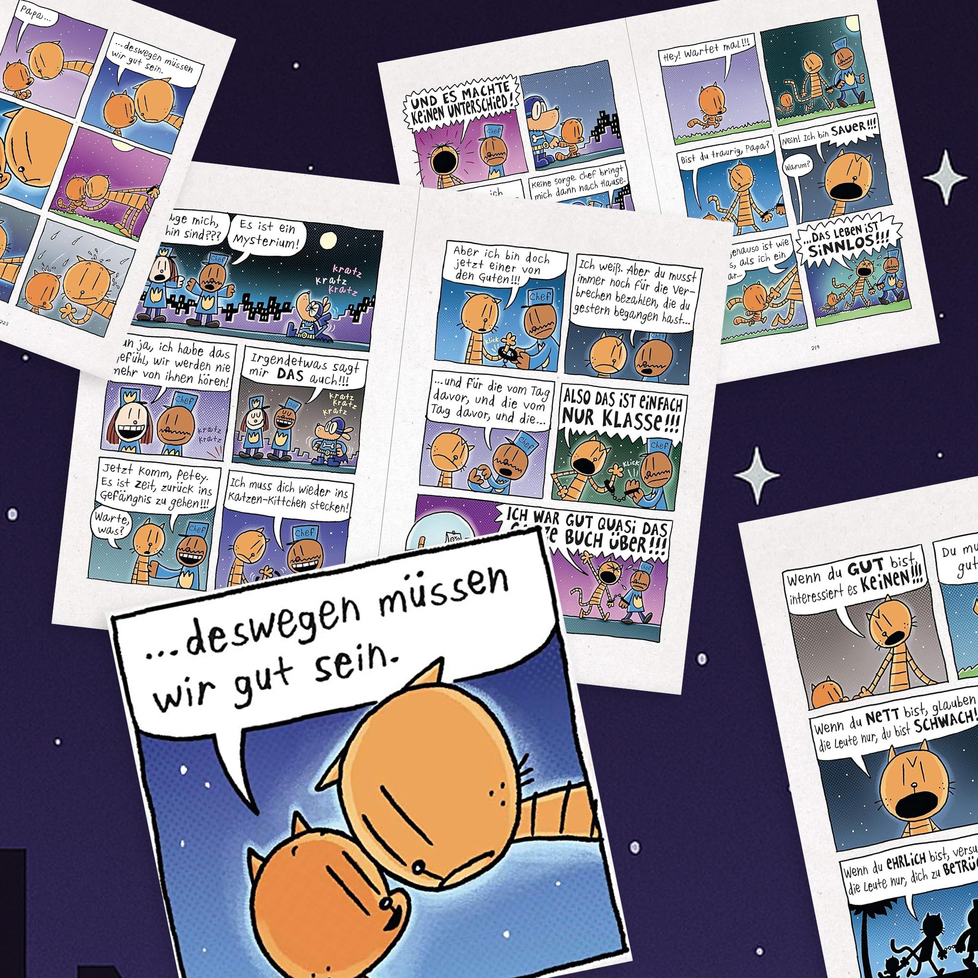 Dog Man Bücher Set Band 5-8 von Dav Pilkey – 4 Comic-Bände für Kinder: Herr der Flöhe, Das Jaulen der Wildnis, Wem die Pausenglocke schlägt und Fang-22 – lustige Kinderbücher mit exkl. Lesezeichen