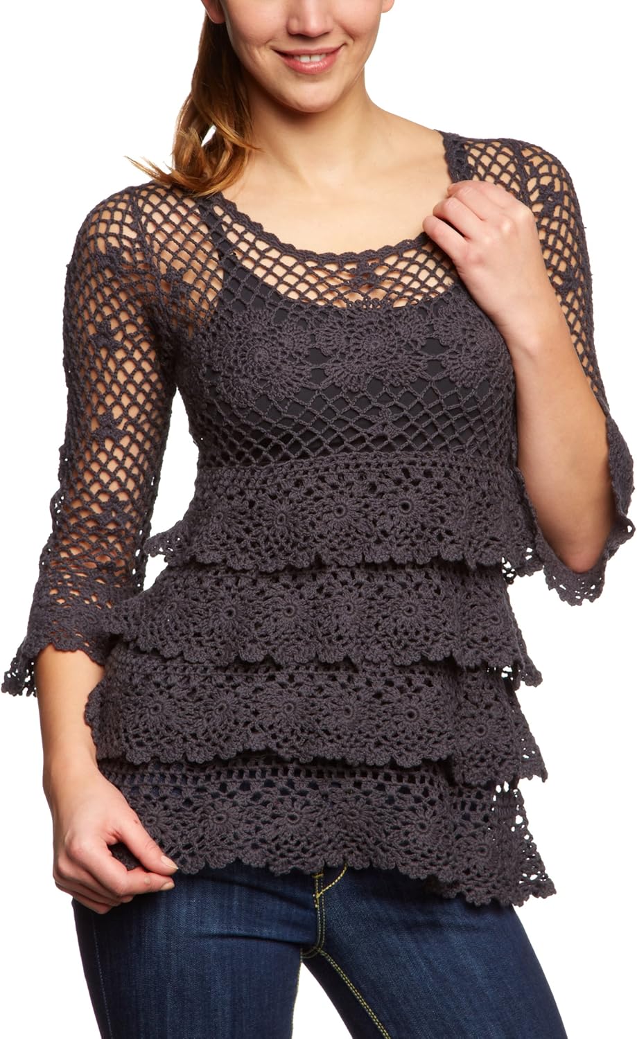 Cream Women's Long regular Blouse Grey Grau (Antrasite 1047) 14