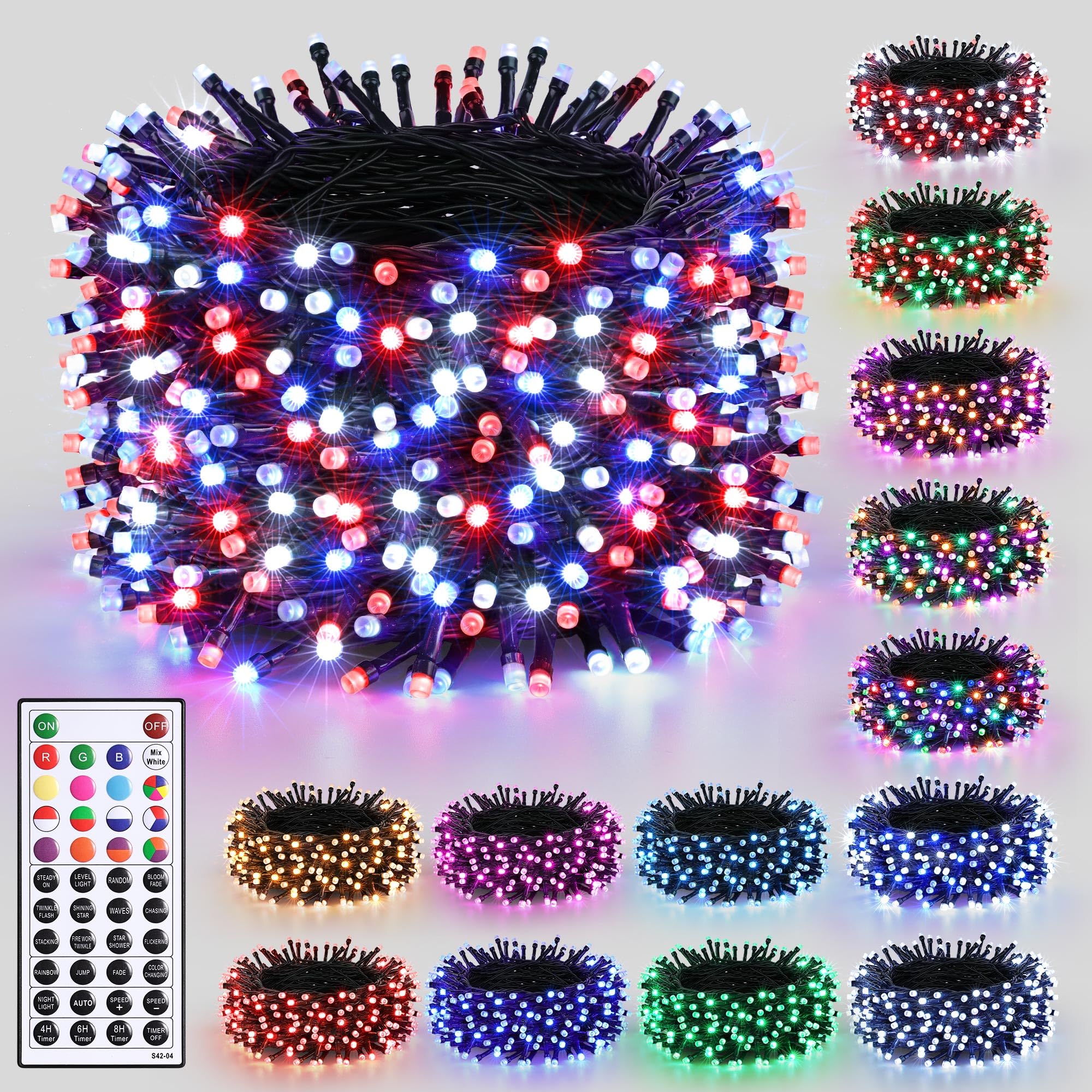 Photo 1 of Joomer Red Blue White String Lights Outdoor, 66FT 200LED RGB Lights with Remote Timer Memory, Waterproof Indoor Outdoor 4th of July Independence Day Memorial Day Patriotic Yard Garden Decor