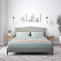 Vista 8 de Glenwillow Home Kameli - Base de cama tapizada con base de camello con ribete de clavos, base de colchón, no necesita somier, fácil montaje