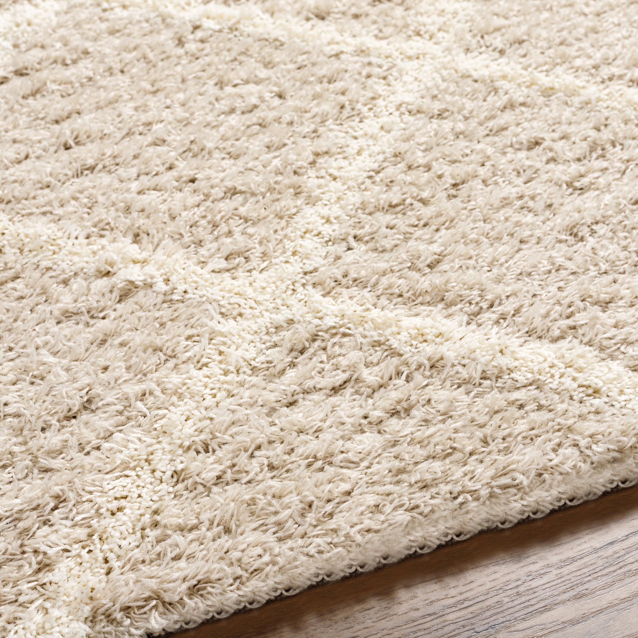 Livabliss Trakai Shaggy Berbere - Salon, Salle à Manger, Chambre Adulte et Ado, Cuisine - Poil Long Moelleux et Doux, Beige Motif Berbère, Carpette Chambre 160x220 cm - Beige Clair, Blanc
