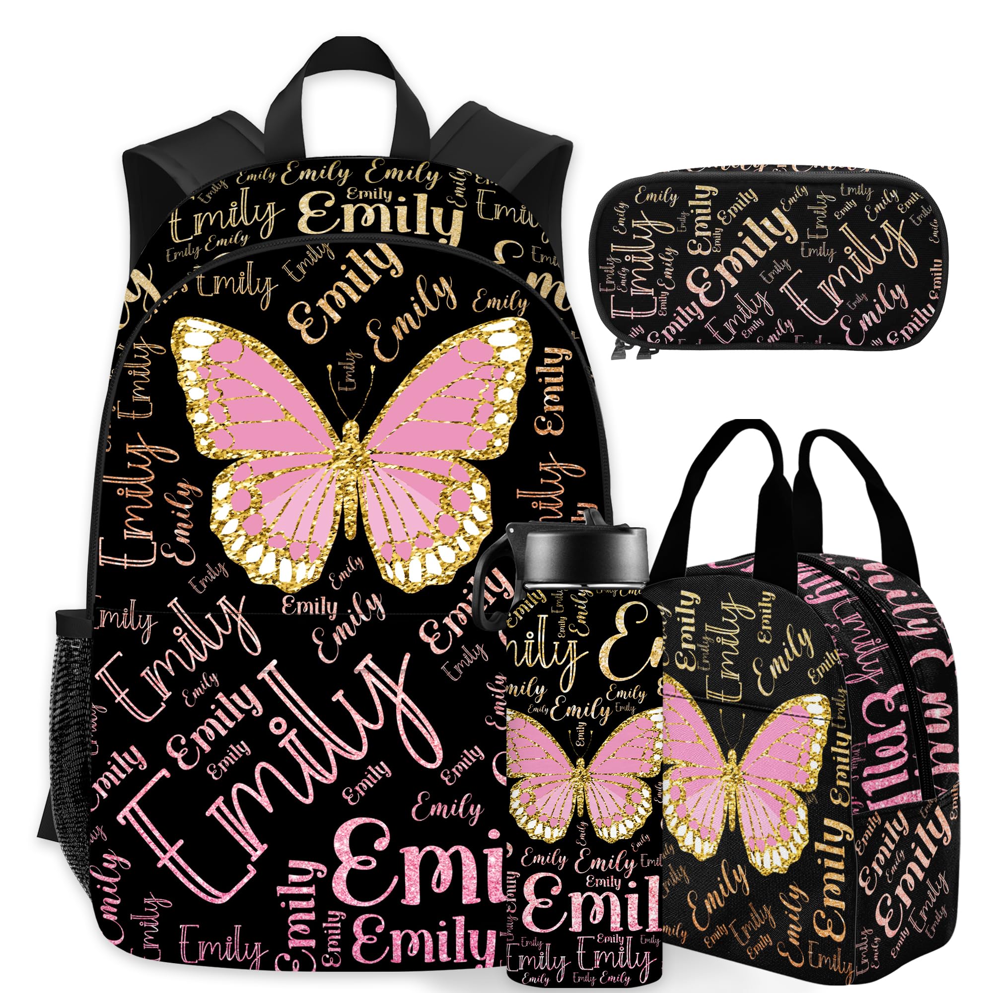 Personalized Backpack for Kids with Name Custom School Backpacks for Girls Boys Customized School Bookbag with Lunch Box Bookbag for Daughter Son Back