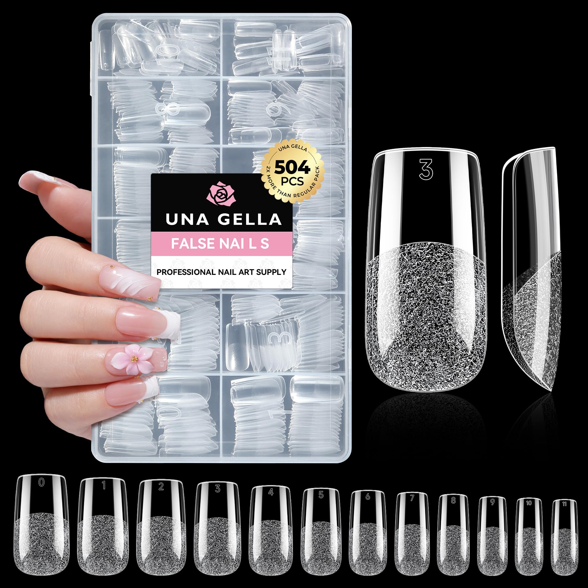 Photo 1 of UNA GELLA Square Gel Nail Tips - 504 Count Clear