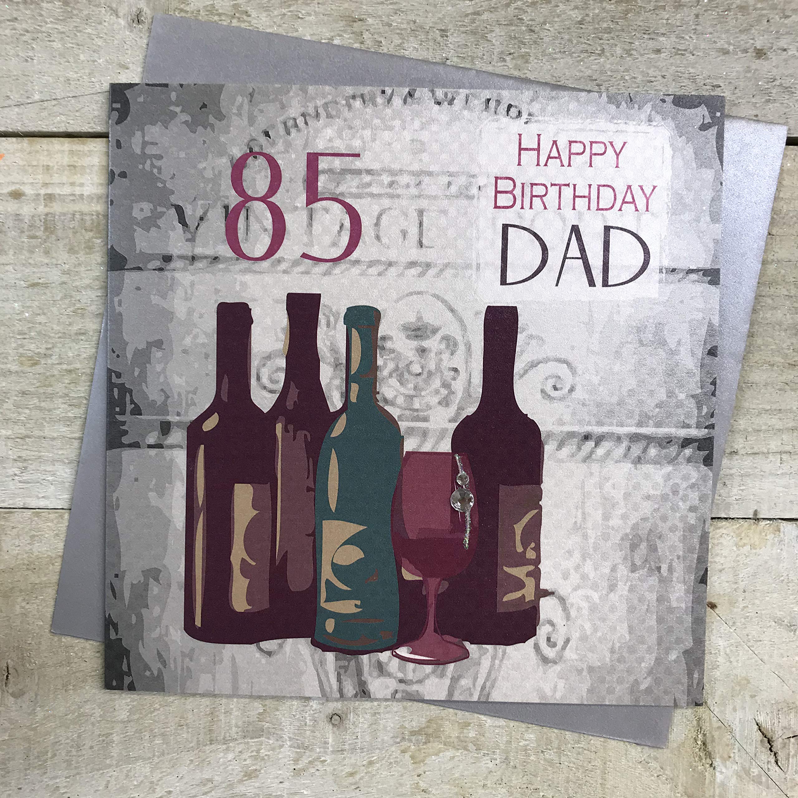 WHITE COTTON CARDS Handmade 85 Happy Dad Vintage Wine 85th Birthday Card, White, SB85D
