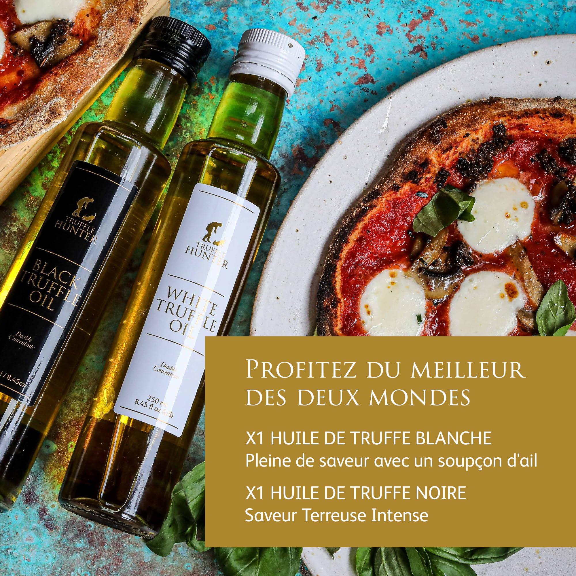 TruffleHunter - Huiles de Truffe Noire et Blanche - Huile d'Olive Extra Vierge pour Cuisine et Assaisonnement - 250 ml x 2