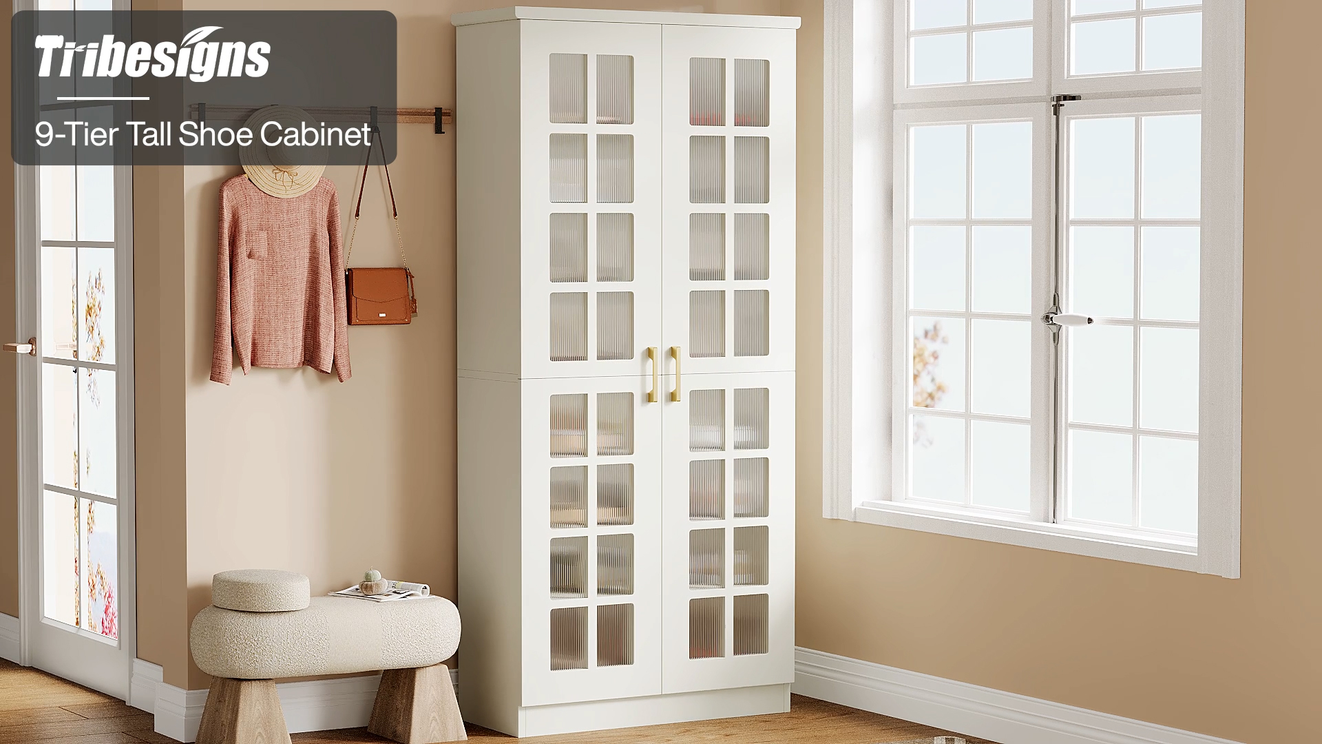 Tribesigns 71-Inch Tall Shoe Cabinet with Doors, 8-Tier Shoe