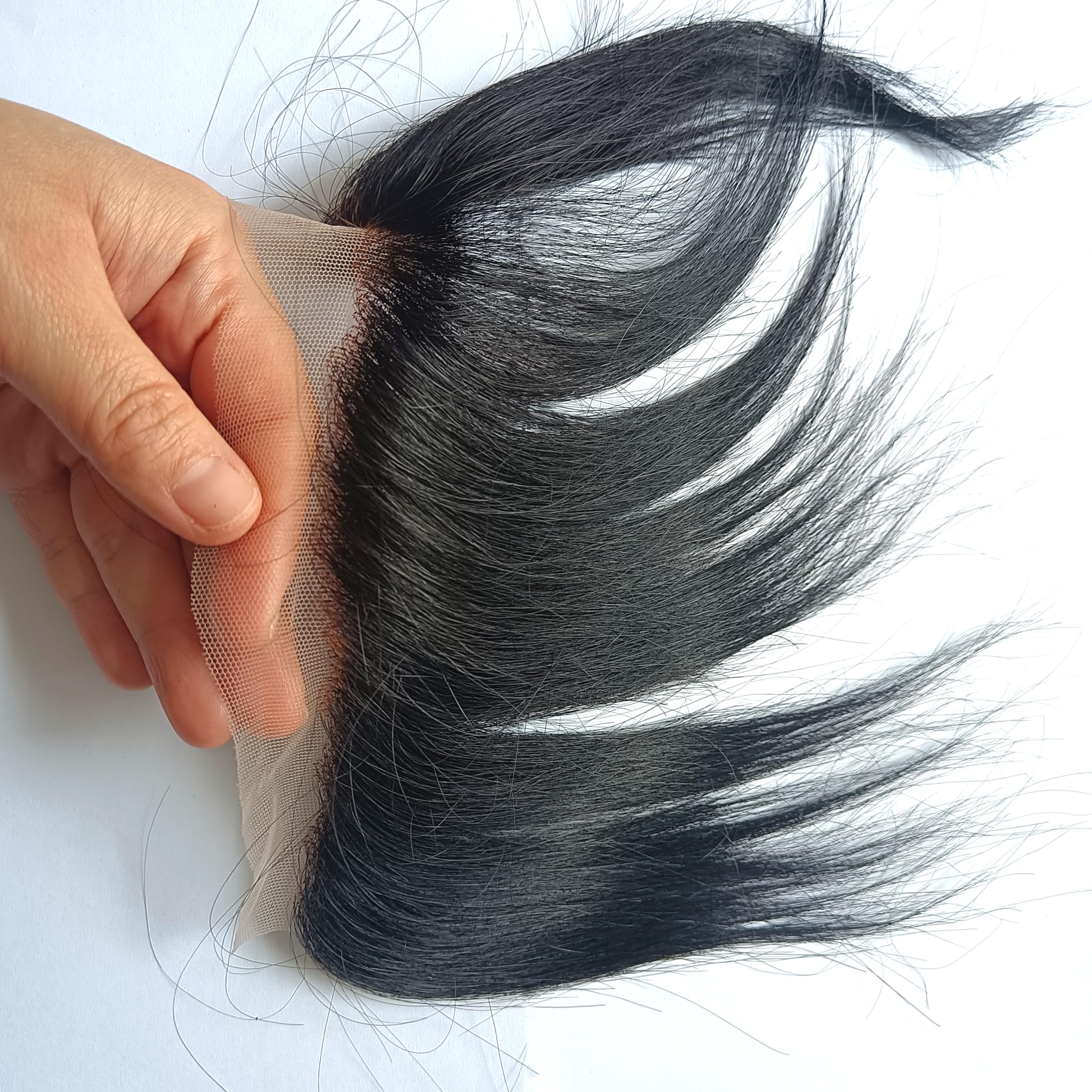 SeraphicWig Natural Hairline Men Toupee with Clear Poly Skin PU lace toupee for men,Mono Lace Top Hair Pieces Lace Size 4X16cm Natural Color - Image 3