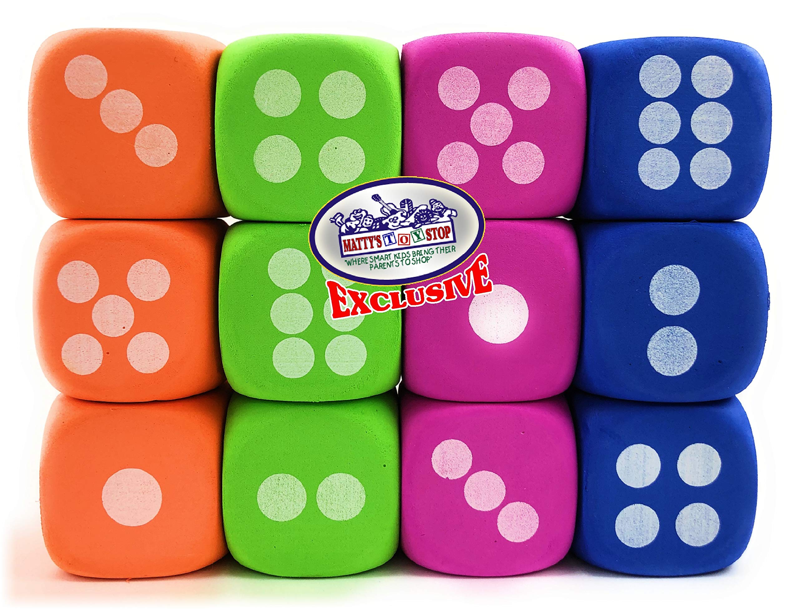 Deluxe Large 2.25 EVA Foam Dice (Pack of 12) with Bonus Mattys Toy Stop  Storage Bag : Amazon.com.au: Toys & Games