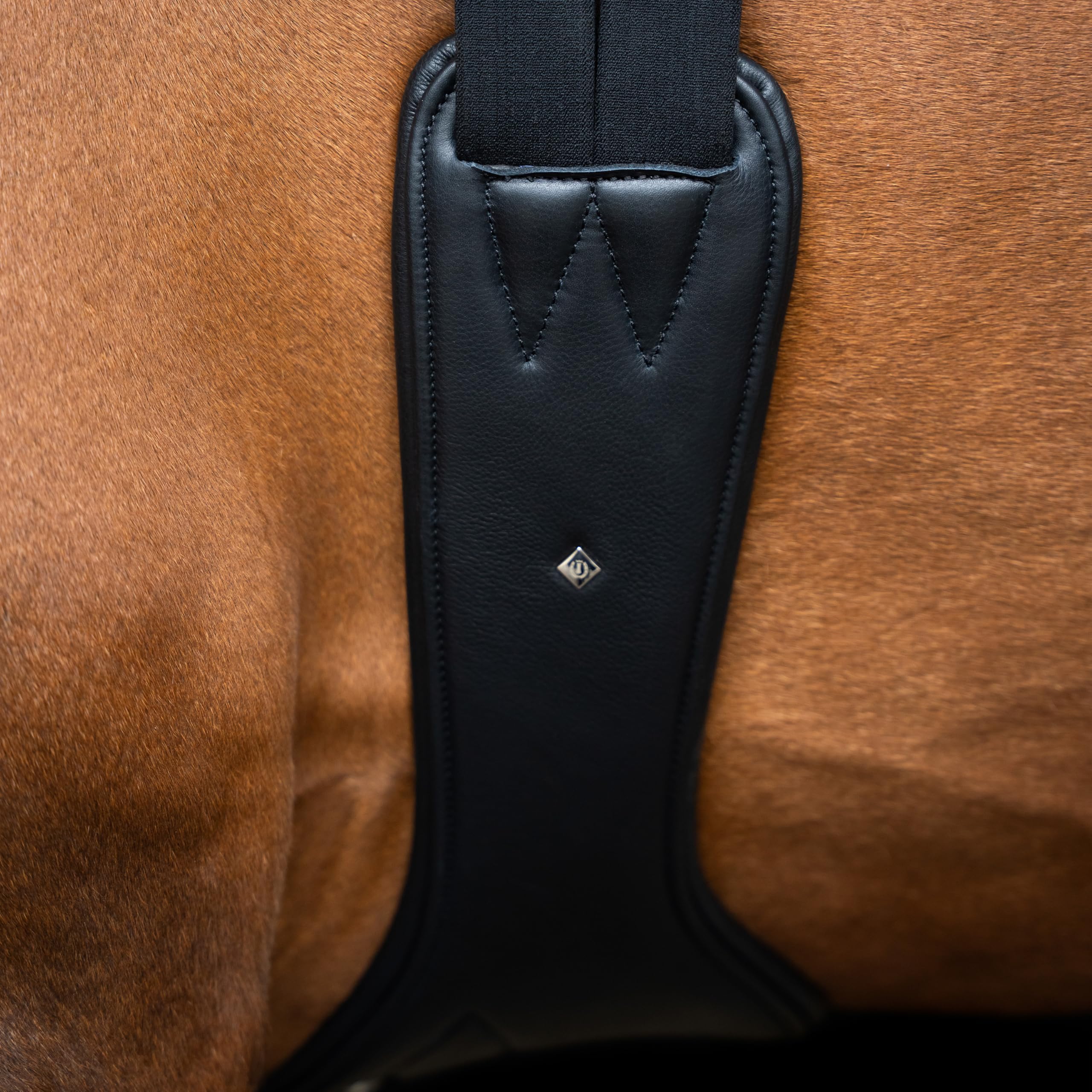 Imperial Riding Springgurt IRH anatomisch, Stollengurt mit Bauchlatz, Rollenschnallen und D-Ring, Schwarz, 145cm