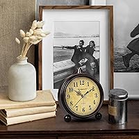 Vista 3 de Konigswerk - Reloj Analógico de Cuarzo, decorativo, de gran tamaño, Retro, silencioso, Sin tic-tac, reloj de escritorio, operado con batería