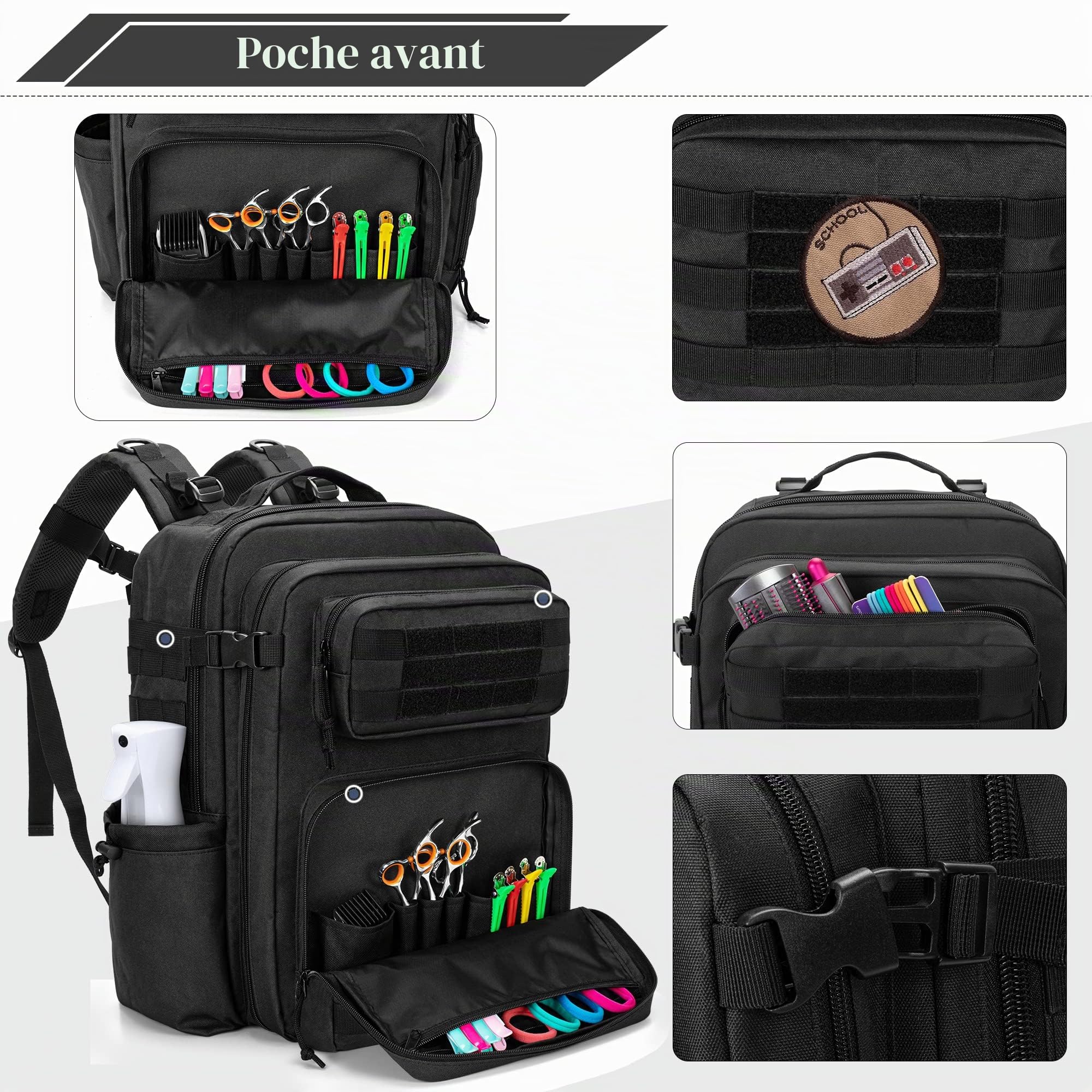BAFASO Sac à Dos de Barbier, Sac de Barbier Outils de Coupe de Cheveux Noir | Aucun Accessoire